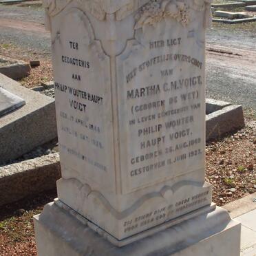 VOIGT Philip Wouter Haupt 1848-1938 &amp; Martha C.M. DE WET 1849-1927