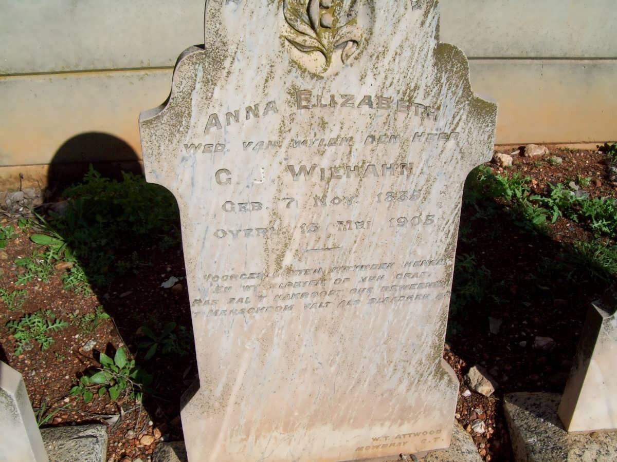 WIEHAHN Anna Elizabeth 1835-1905