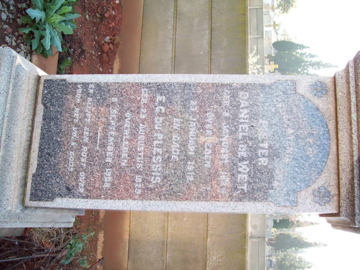 WET Pieter Daniel, de 1824-1912 &amp; E.G. DU PLESSIS 1829-1908