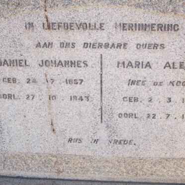 ? Daniel Johannes 1867-1943 &amp; Maria Aletta DE KOCK 1867-1939