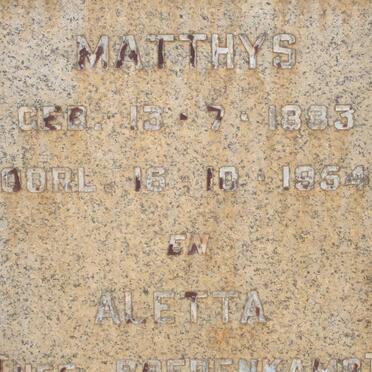 ? Matthys 1883-1954 &amp; Aletta BREDENKAMP 1883-1957