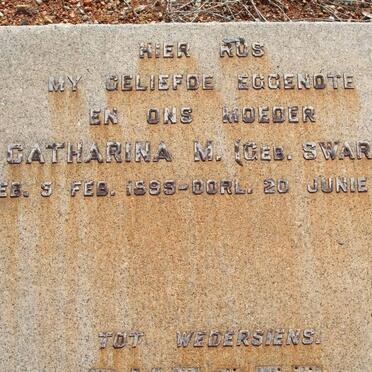 ? Catharina M. nee SWART 1895-1961