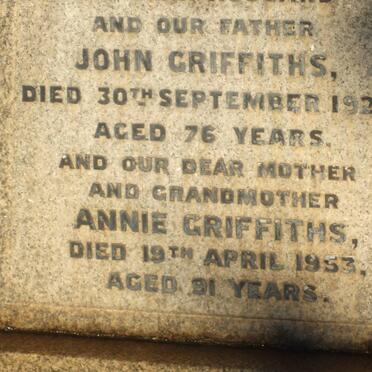 GRIFFITHS John -1923 &amp; Annie -1953
