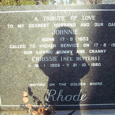 RHODE Johnnie 1903-1965 &amp; Chrissie RUITERS 1905-1980