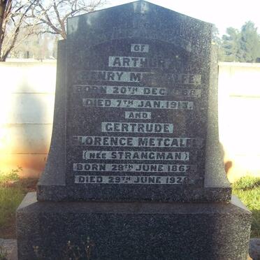METCALFE Arthur Henry 1868-1913 &amp; Gertrude Florence STRANGMAN 1862-1929