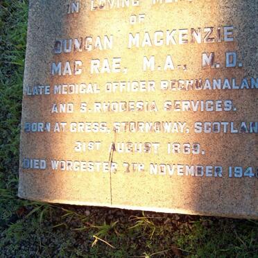 MAC RAE Duncan Mackenzie 1869-1948