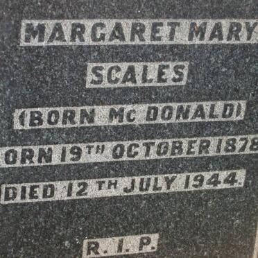 SCALES Margaret Mary nee McDONALD 1878-1944