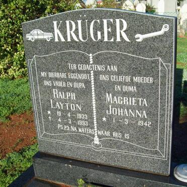 KRUGER Ralph Layton 1933-1993 &amp; Magrieta Emma 1942-