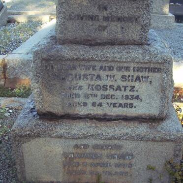 SHAW Charles -1938 &amp; Augusta W. KOSSATZ -1934