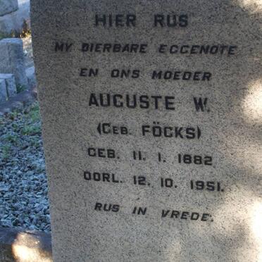? Auguste W. nee FOCKS 1882-1951