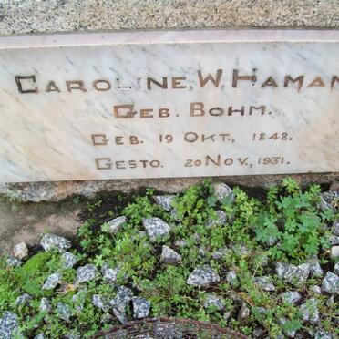 HAMANN Caroline W. nee BOHM 1848-1931