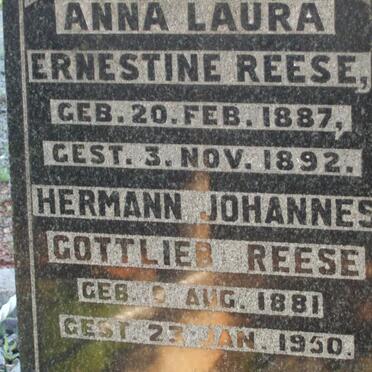 REESE Anna Laura Ernestine 1887-1892 :: REESE Hermann Johannes Gottlieb 1881-1950
