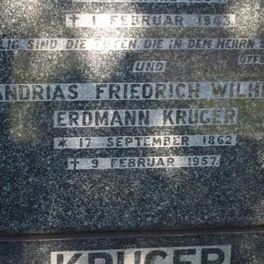 KRUGER Andrias Friedrich Wilhelm Erdman 1862-1957 &amp; Johanna Justine WILDE 1864-1943