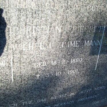 ZIMMERMANN Christian Friedrich Wilhelm 1880-1901