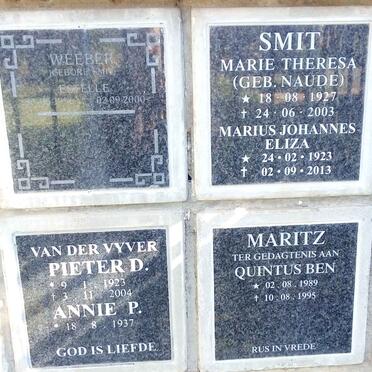 WEEBER :: SMIT :: NAUDE :: VAN DER VYVER :: MARITZ 