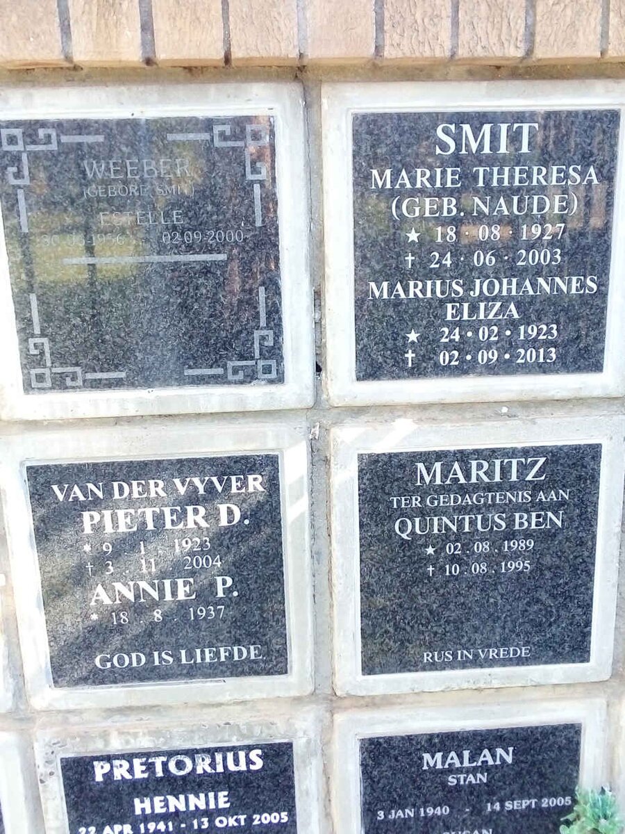 WEEBER :: SMIT :: NAUDE :: VAN DER VYVER :: MARITZ 