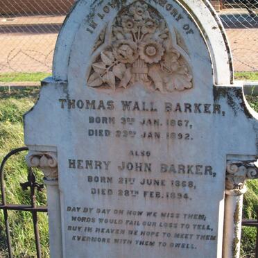 BARKER Thomas Wall 1867-1892 :: BARKER Henry John 1858-1894
