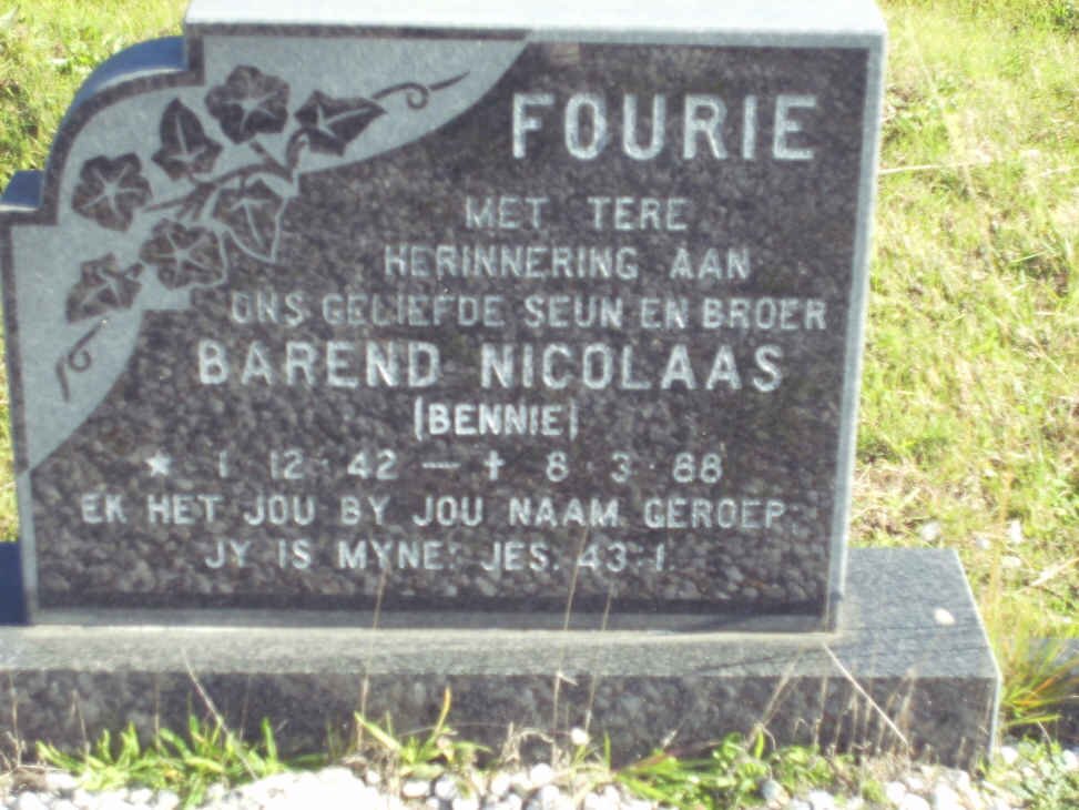 FOURIE Barend Nicolaas 1942-1988