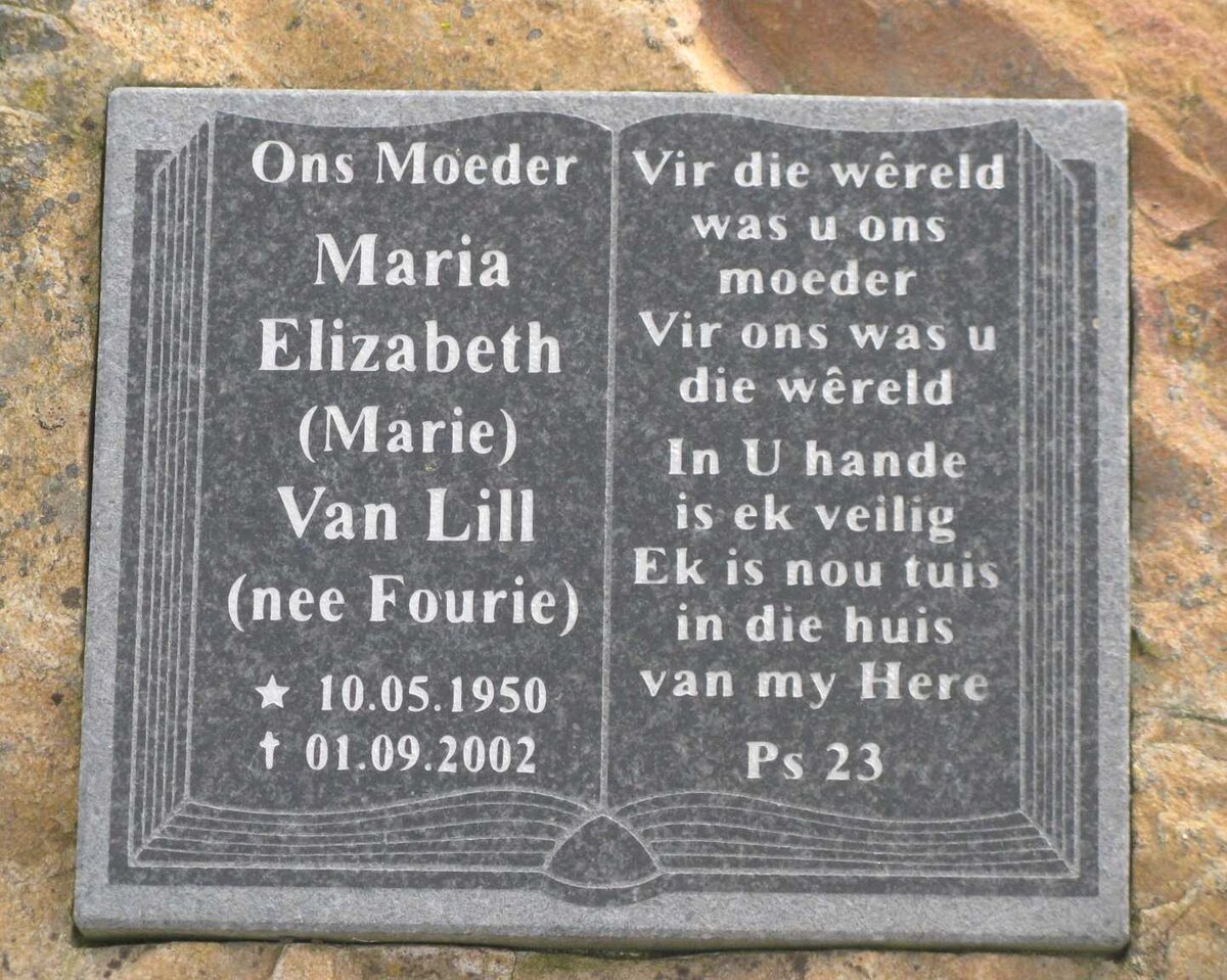 LILL Maria Elizabeth, van nee FOURIE 1950-2002