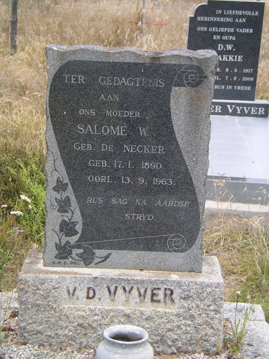 VYVER Salome W., van der nee DE NECKER 1890-1963