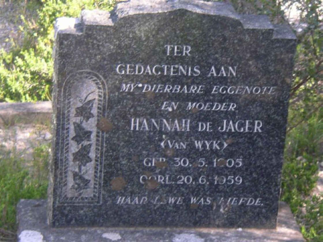 JAGER Hannah, de neé VAN WYK 1905-1959