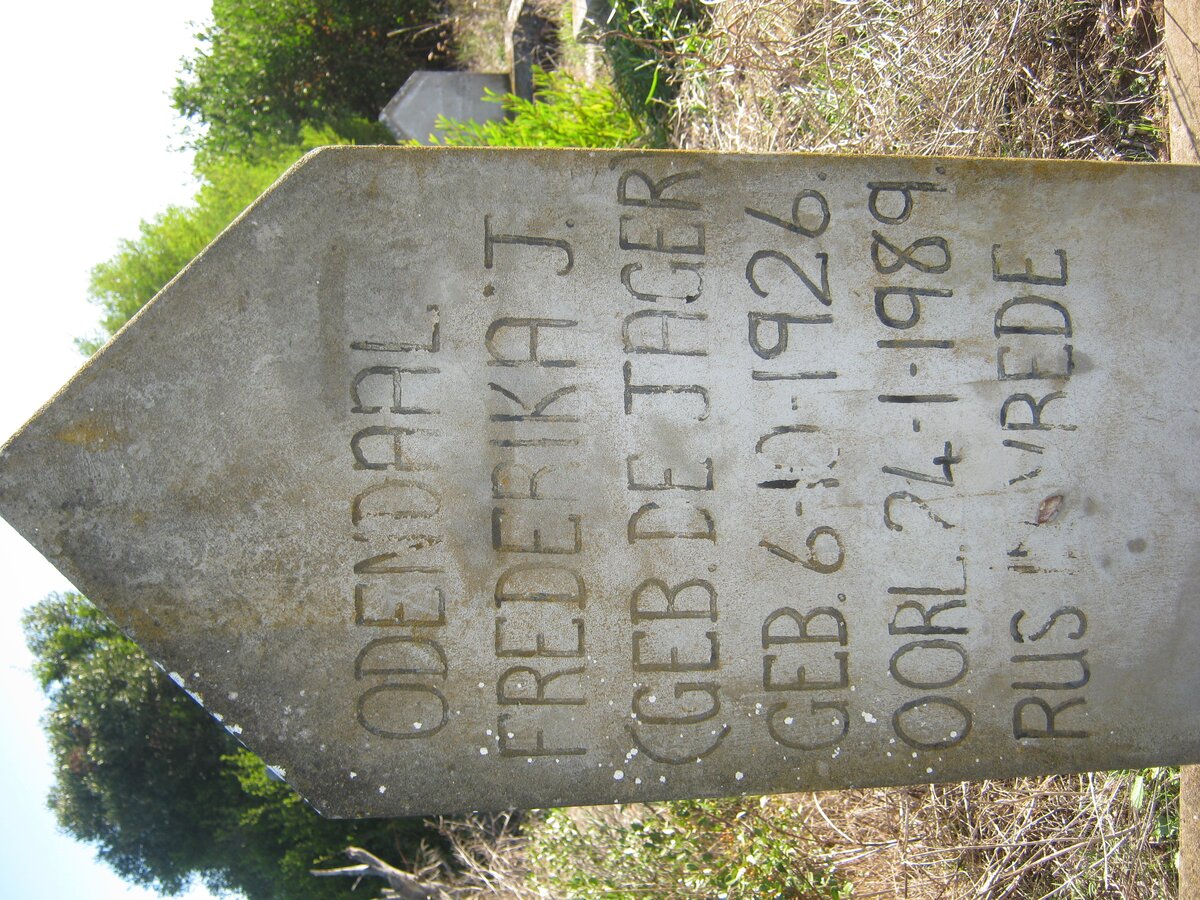 ODENDAAL Frederika J. nee DE JAGER 1926-1989