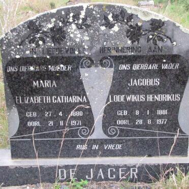 JAGER Jacobus Lodewikus Hendrikus, de 1881-1977 &amp; Elizabeth Catharina 1880-1971