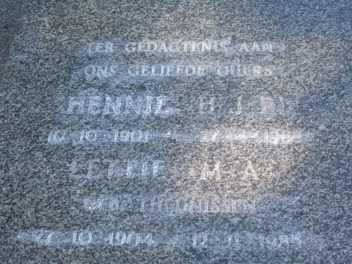 ? H.J.P. 1901-19?? &amp; M.A. THEUNISSEN 1904-1985