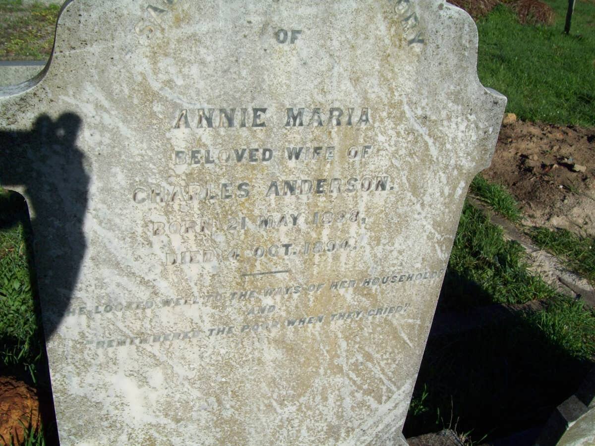 ANDERSON Annie Maria 1838-1894
