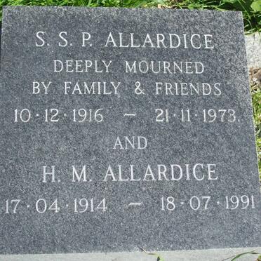 ALLARDICE S.S.P. 1916-1973 :: ALLARADICE H.M. 1914-1991