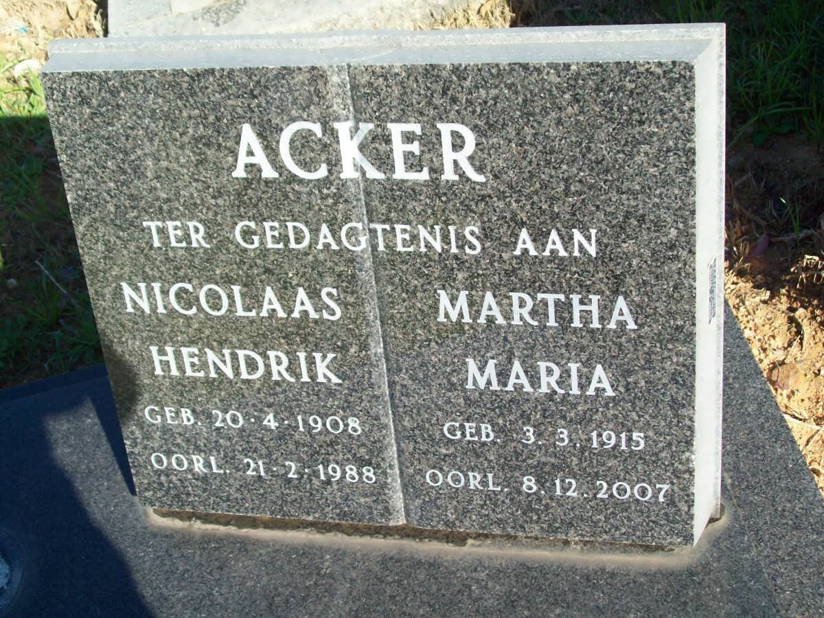 ACKER Nicolaas Hendrik 1908-1988 &amp; Martha Maria 1915-2007