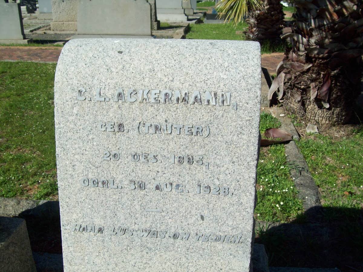 ACKERMANN C.L. nee TRUTER 1885-1928
