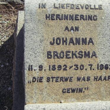 BROEKSMA Johanna 1892-1962