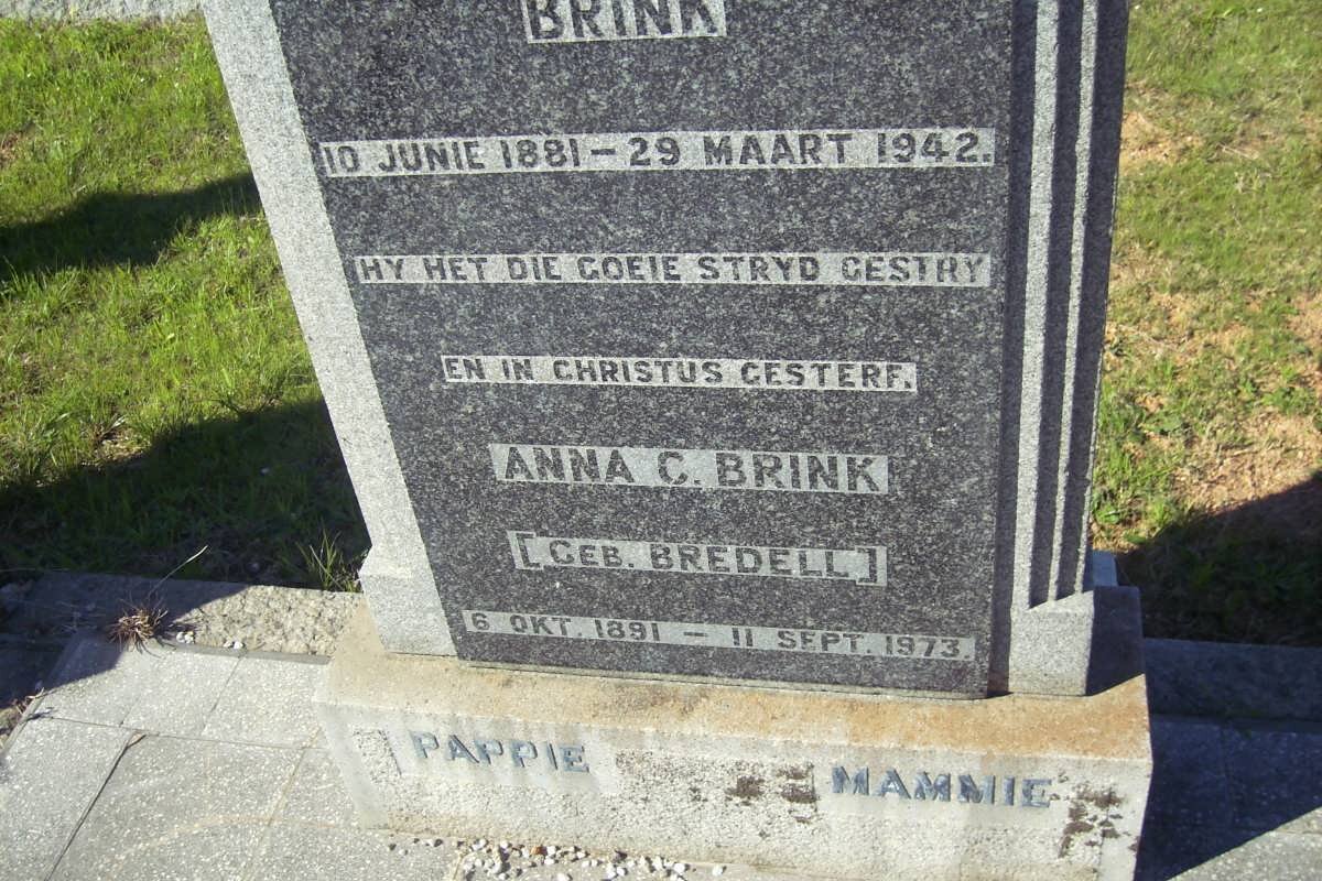 BRINK ? 1881-1942 &amp; Anna C. BREDELL 1891-1973