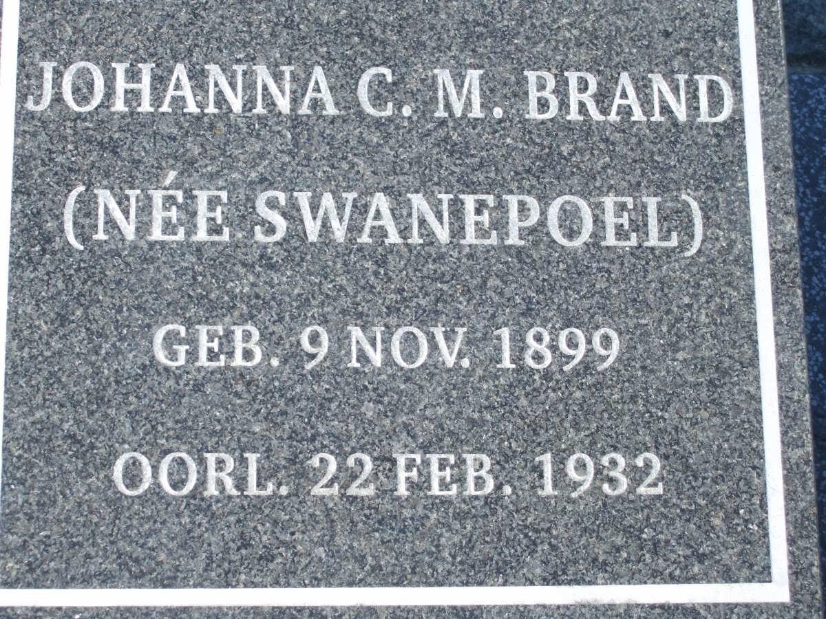 BRAND Anna C.M. nee SWANEPOEL 1899-1932