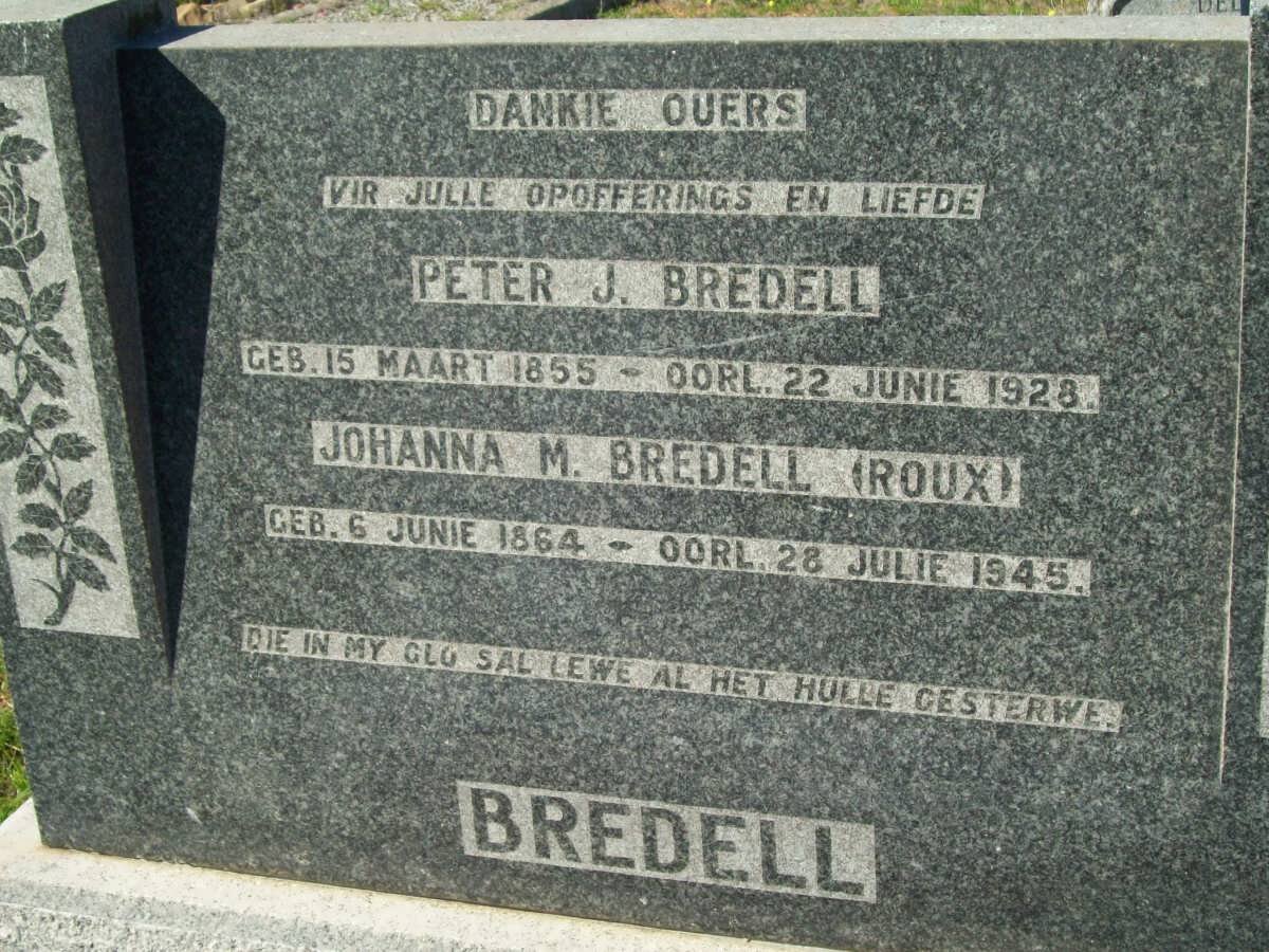 BREDELL Peter J. 1855-1928 &amp; Johanna M. ROUX 1864-1945