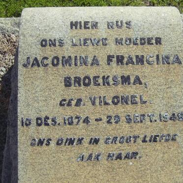 BROEKSMA Jacomina Francina nee VILONEL 1874-1948