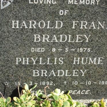 BRADLEY Harold Frank -1975 &amp; Phyllis Hume 1892-1985