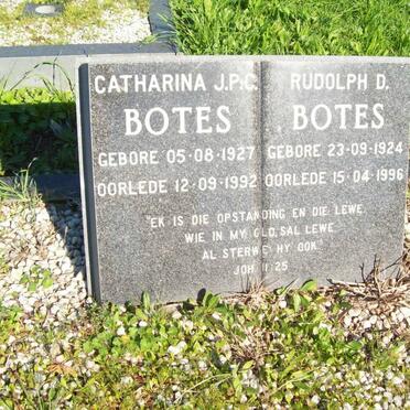 BOTES Rudolph D. 1924-1996 &amp; Catharina J.P.C. 1927-1992