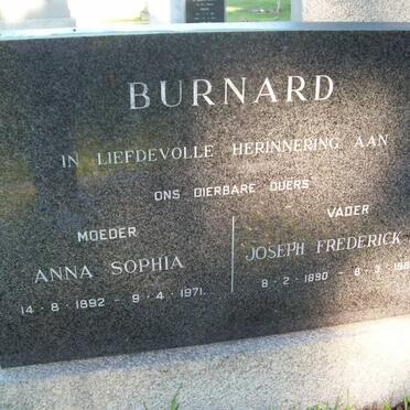 BURNARD Joseph Frederick Fry 1890-1980 &amp; Anna Sophia 1892-1971
