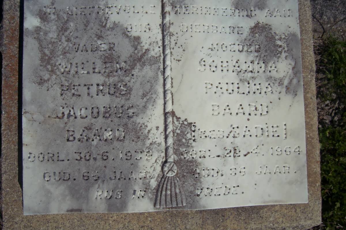 BAARD Willem Jacobus -1939&amp; Johanna Paulina SADIE -1964