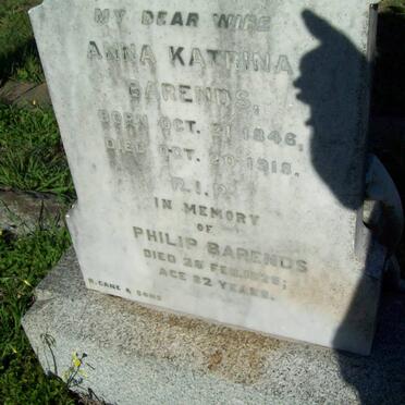 BARENDS Philip -1926 &amp;  Anna Kathrina 1846-1918