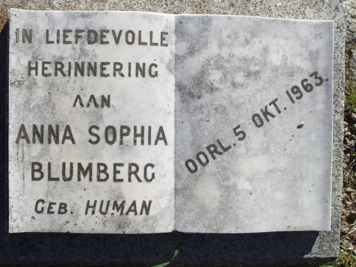 BLUMBERG Anna Sophia nee HUMAN -1933