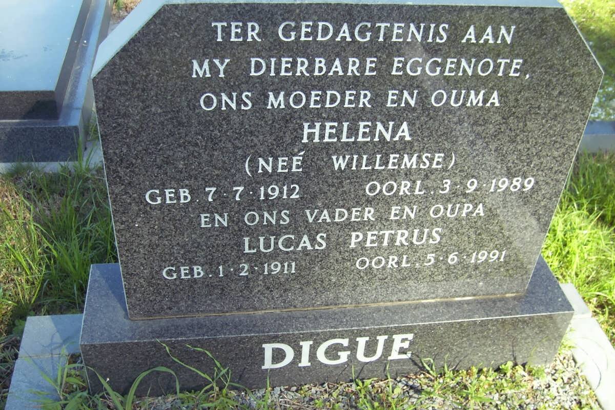 DIGUE Lucas Petrus 1911-1991 &amp; Helena WILLEMSE 1912-1989
