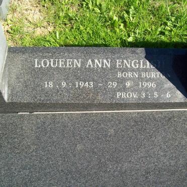 ENGLISH Loueen Ann nee BURTON 1943-1996