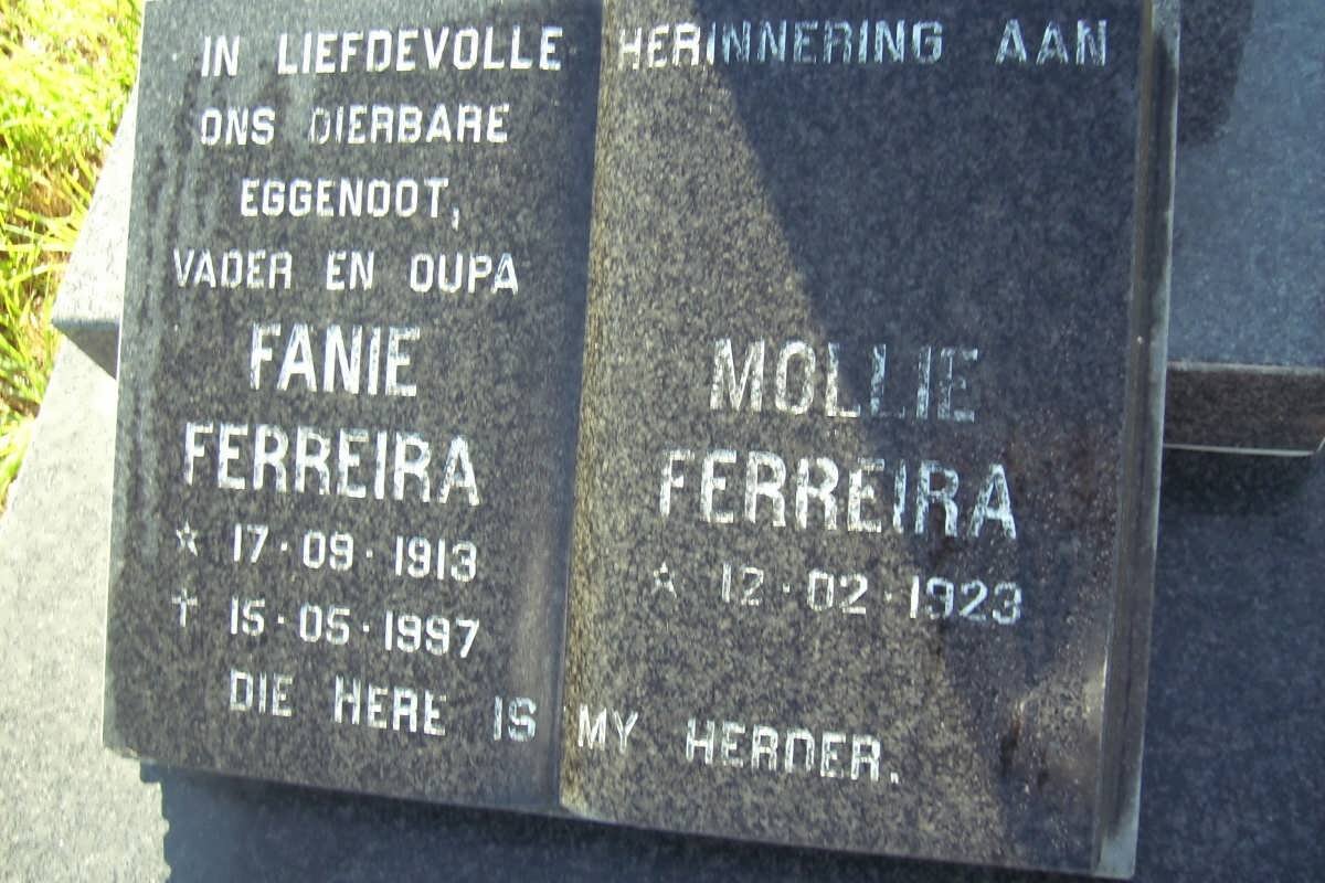 FERREIRA Fanie 1913-1997 &amp; Mollie 1923-