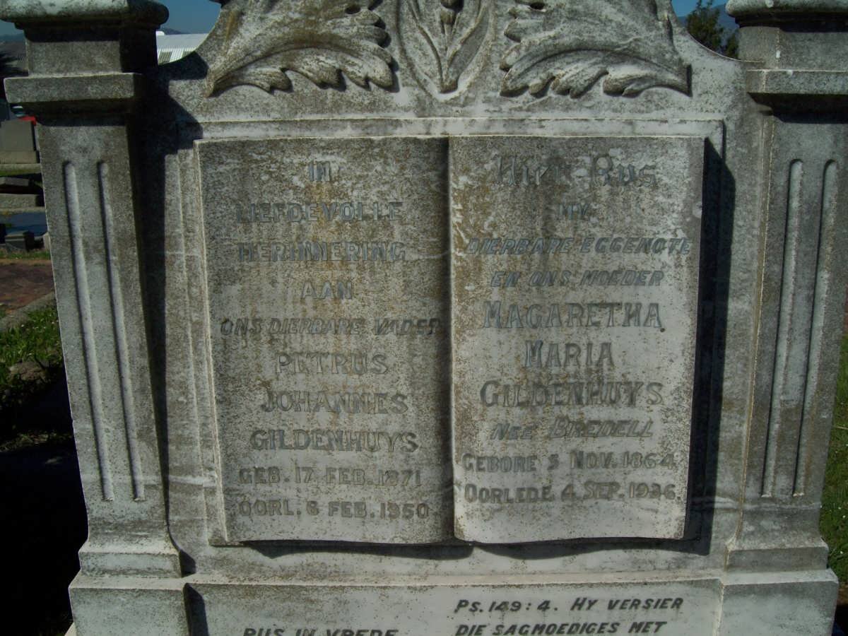 GILDENHUYS Petrus Johannes 1871-1954 &amp; Magaretha Maria BREDELL 1864-1936