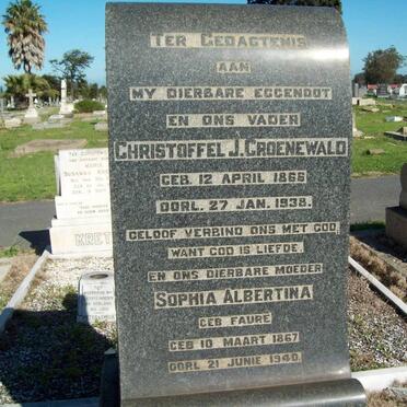 GROENEWALD Christoffel J. 1866-1938 &amp; Sophia Albertina FAURE 1867-1940