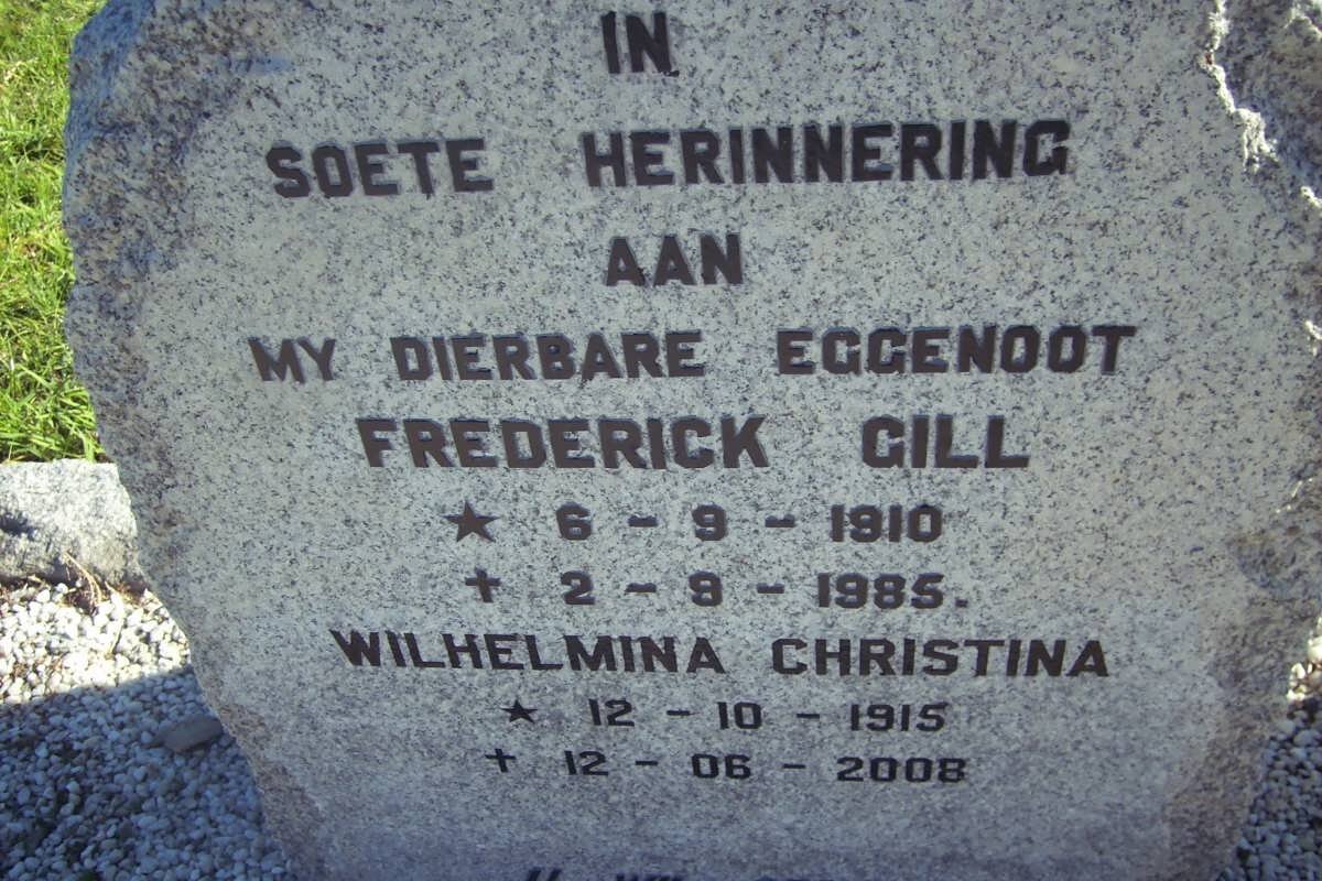 GILL Frederick 1910-1985 &amp; Wilhelmina Christina 1915-2008