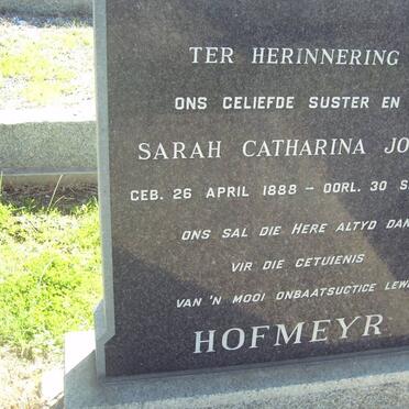 HOFMEYR Sarah Catharina Johanna 1888-1972